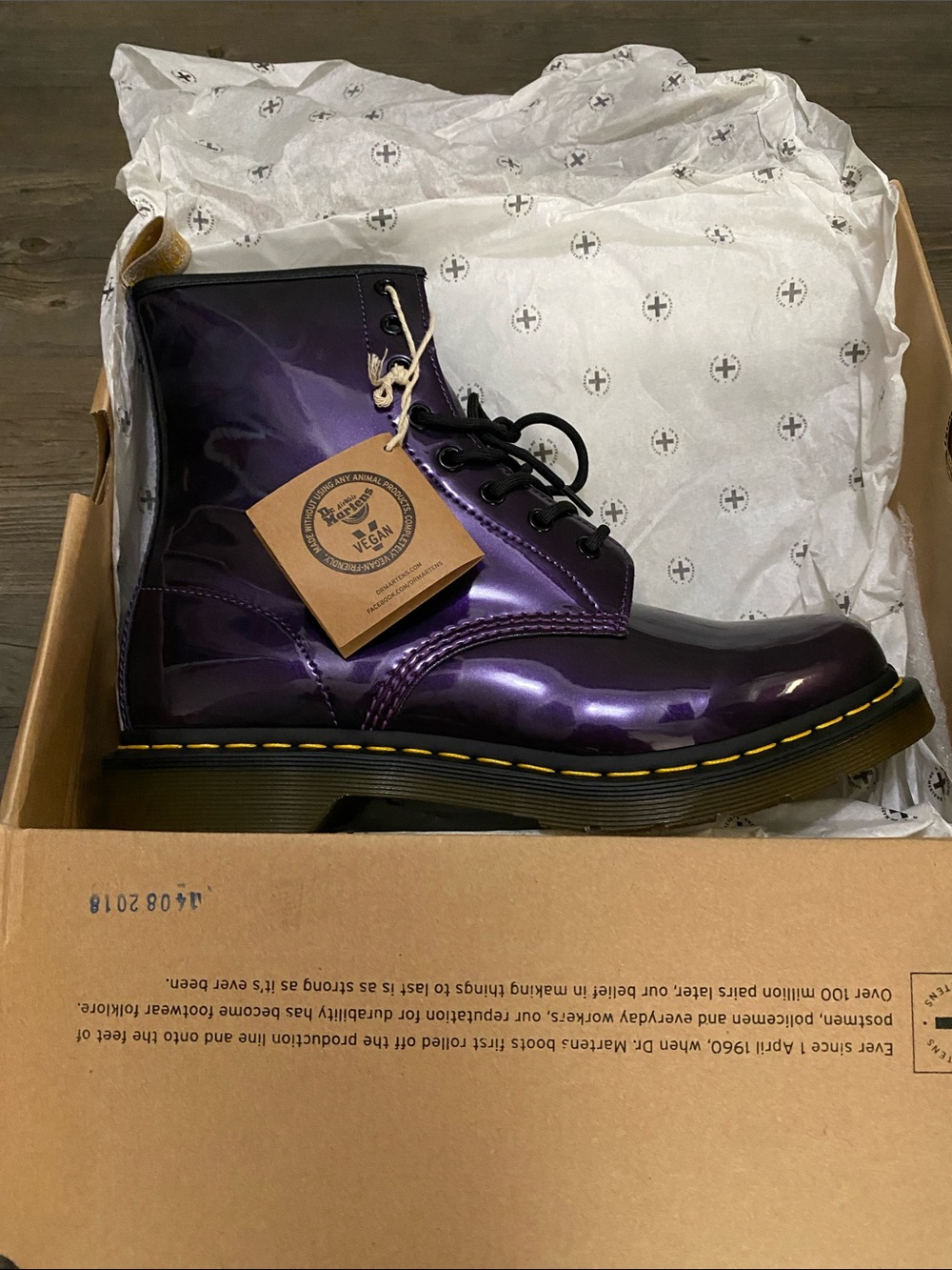 NWT Dr Martens 1460 Purple Chrome Flat Ankle Boots